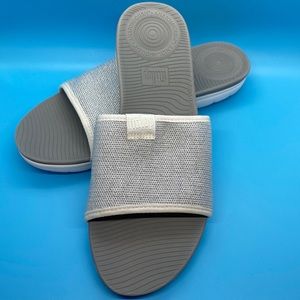 Fitflop Women Sandals Uberknit Slide Thong Flip Flops - Urban White Silver 7 38